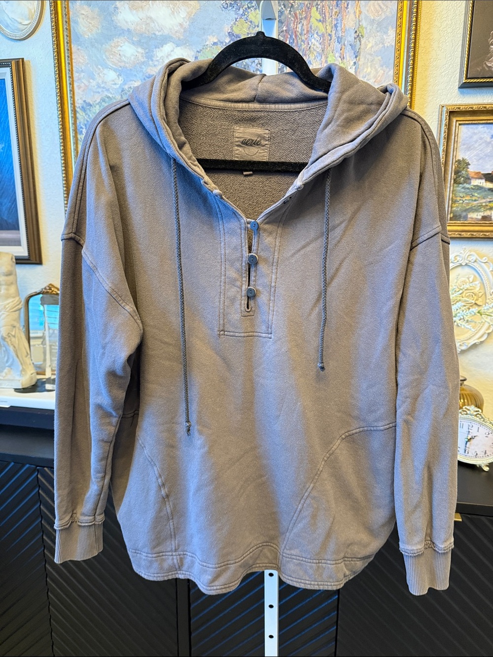 aerie Men's Hooded Henley Sweatshirt - Taupe